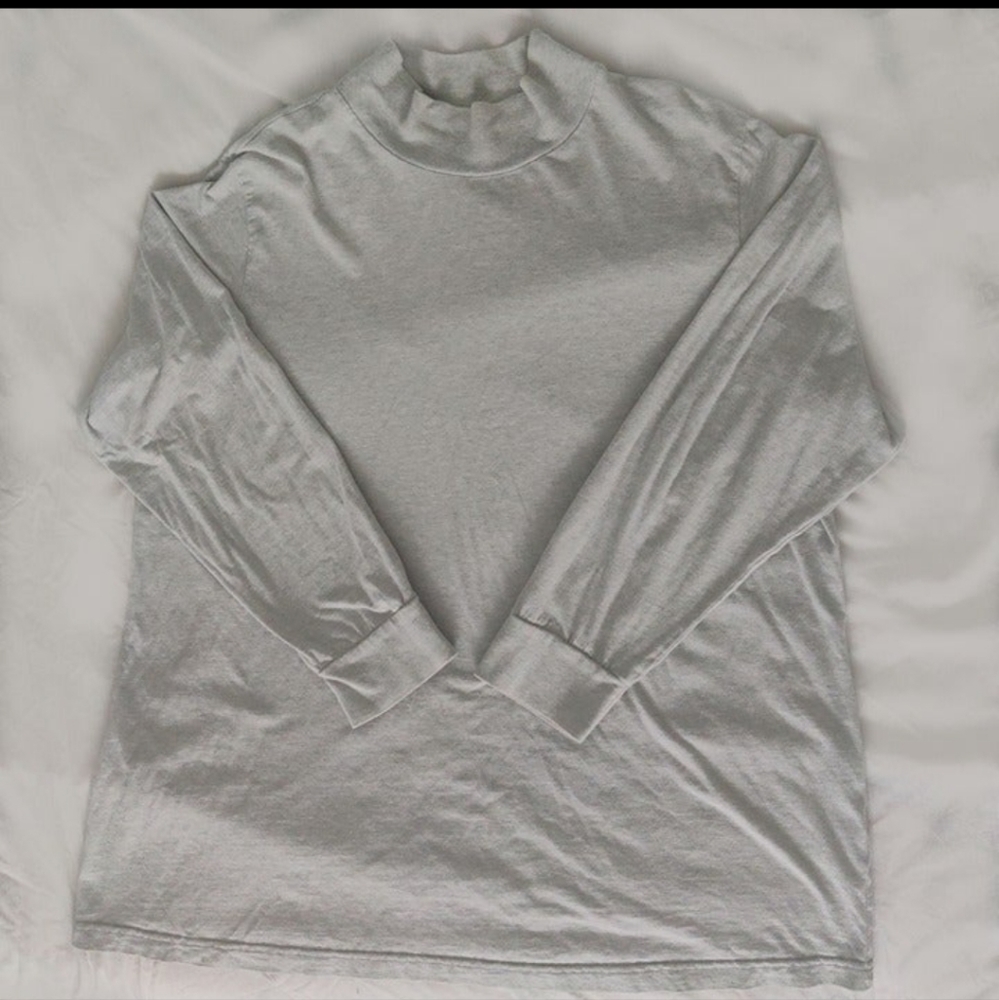 Roamans Light Grey Long Sleeve Mock Neck